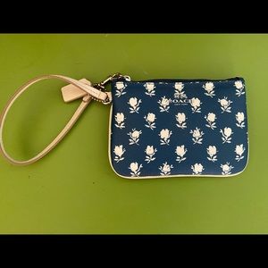 Coach Navy Floral Wristlet